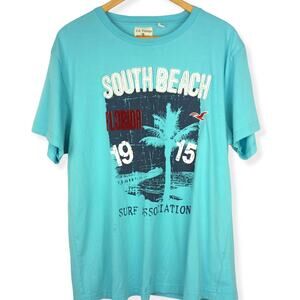 US Vintage South Beach Applique Graphic Tee L  Y2K Casual Grunge